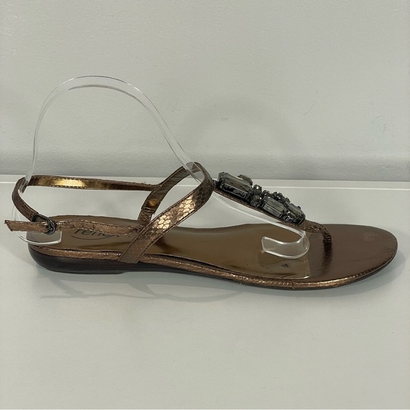 Moda Reflex Bronze Faceted Jeweled Thong Low Heel Strap Comfort Sandals Sz 10 - Picture 6 of 12